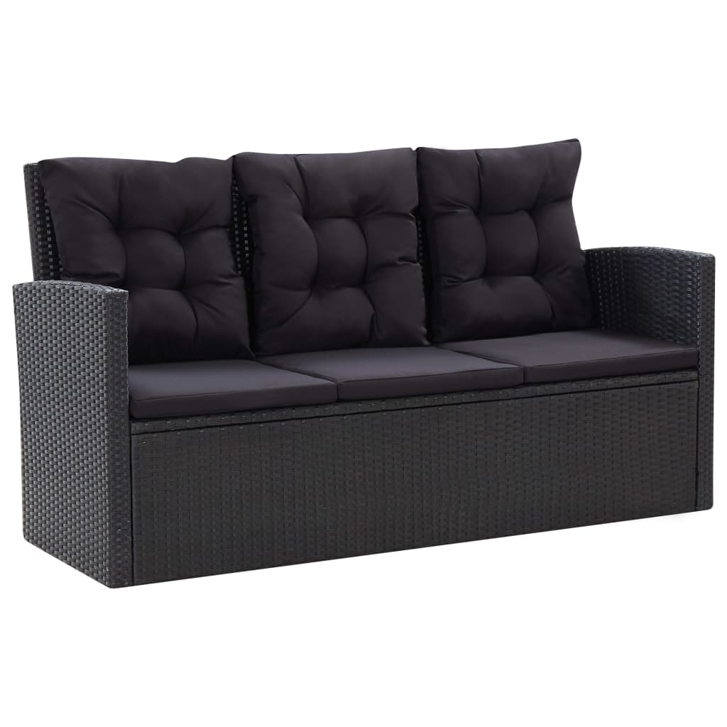 6-delige Loungeset met kussens poly rattan zwart is nu te koop bij PeponiXL, paradijselijk wonen!