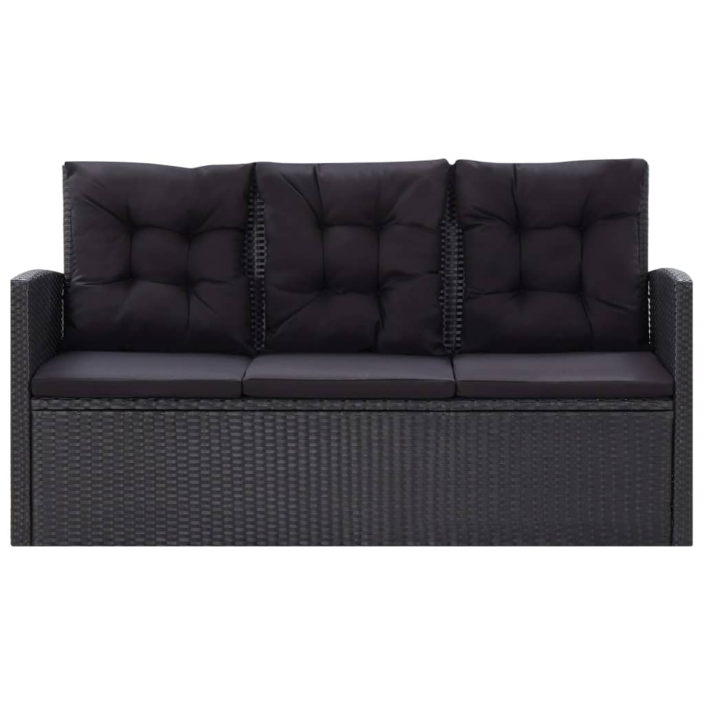 6-delige Loungeset met kussens poly rattan zwart is nu te koop bij PeponiXL, paradijselijk wonen!