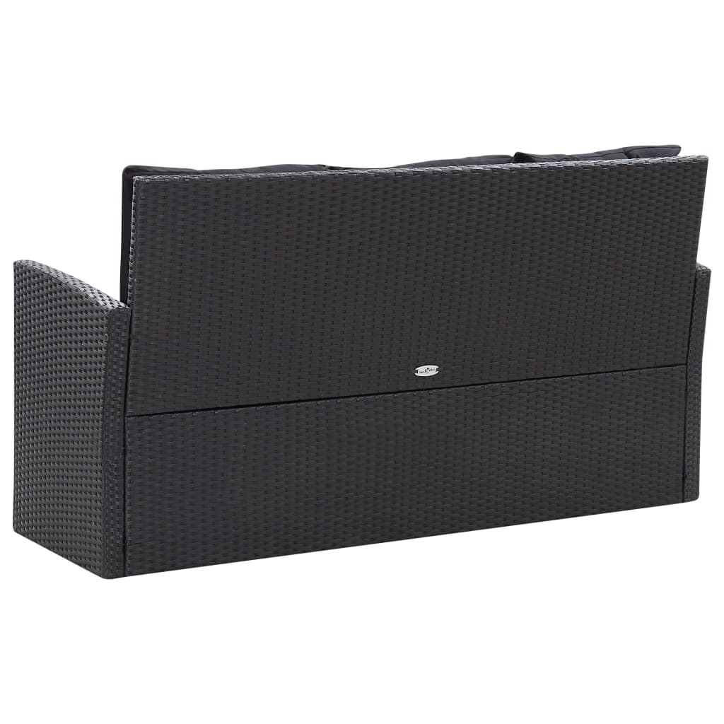 6-delige Loungeset met kussens poly rattan zwart is nu te koop bij PeponiXL, paradijselijk wonen!