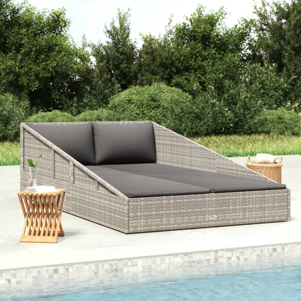 Tuinbed 110x200 cm poly rattan grijs is nu te koop bij PeponiXL, paradijselijk wonen!