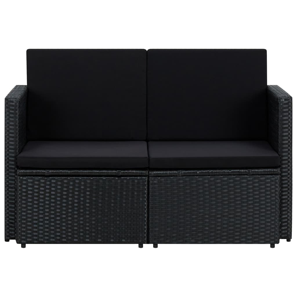 Tuinbank 2-zits met kussens poly rattan zwart is nu te koop bij PeponiXL, paradijselijk wonen!