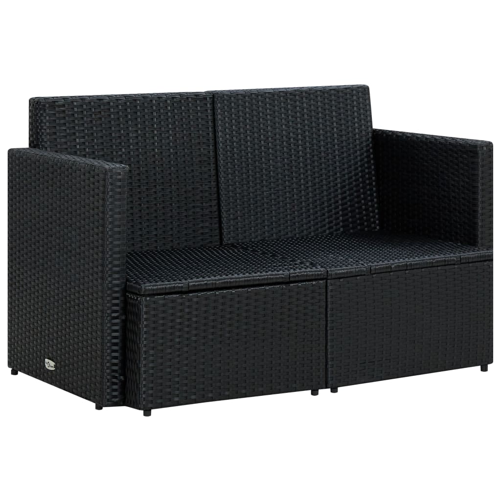 Tuinbank 2-zits met kussens poly rattan zwart is nu te koop bij PeponiXL, paradijselijk wonen!
