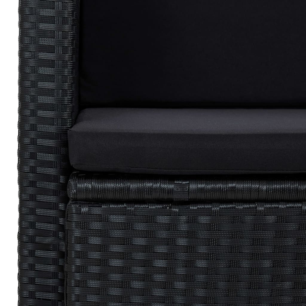 Tuinbank 2-zits met kussens poly rattan zwart is nu te koop bij PeponiXL, paradijselijk wonen!
