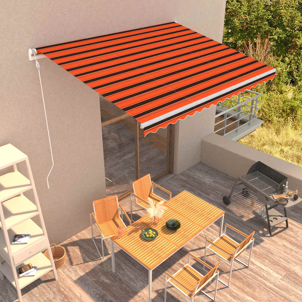 Luifel automatisch uittrekbaar 400x300 cm oranje en bruin is nu te koop bij PeponiXL, paradijselijk wonen!
