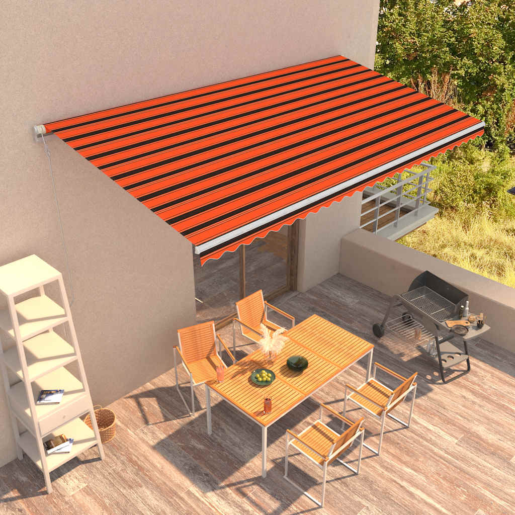 Luifel automatisch uittrekbaar 600x300 cm oranje en bruin is nu te koop bij PeponiXL, paradijselijk wonen!