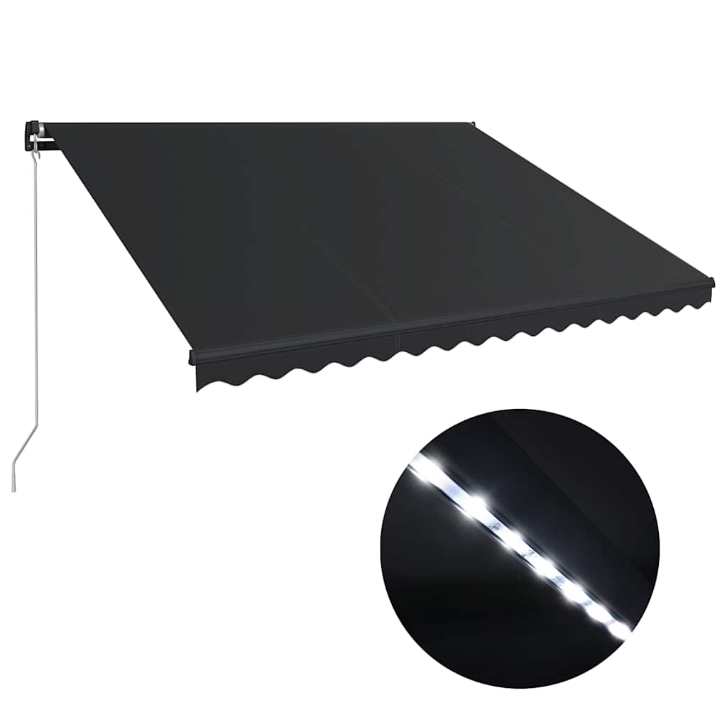 Luifel handmatig uittrekbaar met LED 450x300 cm antraciet is nu te koop bij PeponiXL, paradijselijk wonen!