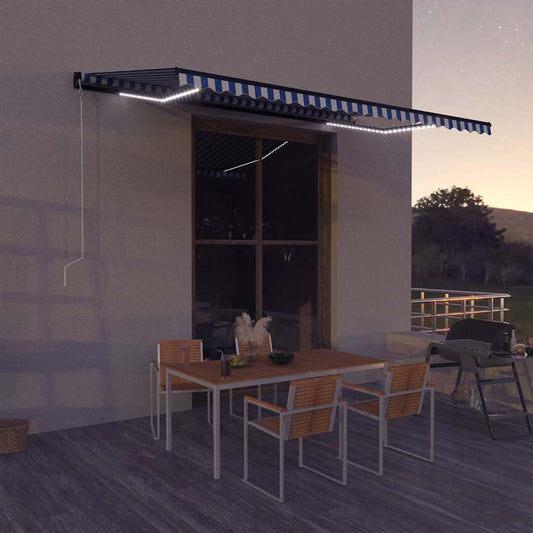 Luifel met windsensor en LED 500x300 cm blauw en wit is nu te koop bij PeponiXL, paradijselijk wonen!