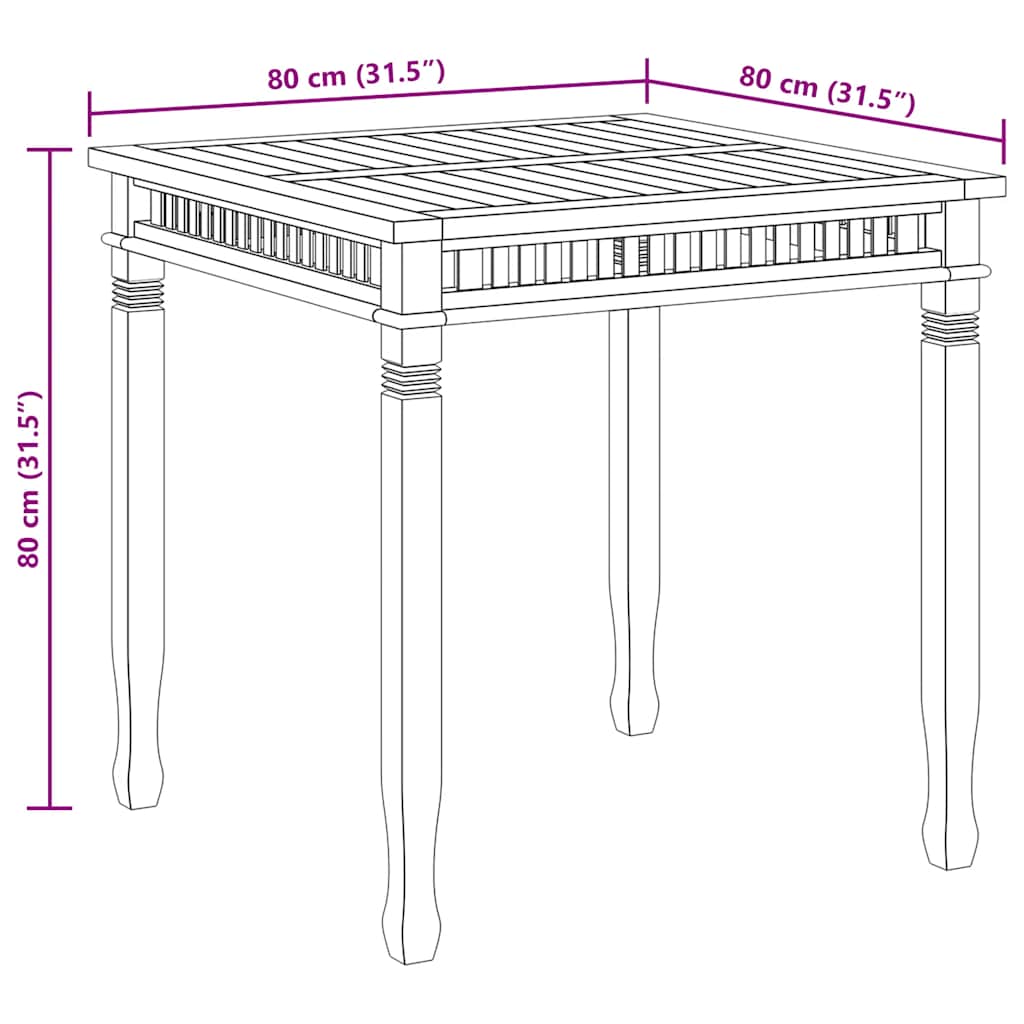 Tuintafel 80x80x80 cm massief teakhout is nu te koop bij PeponiXL, paradijselijk wonen!