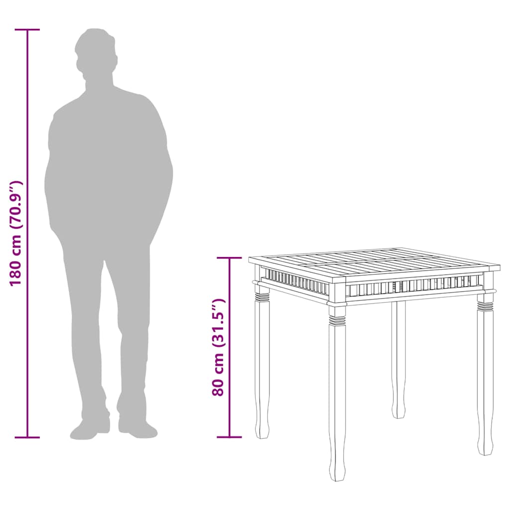 Tuintafel 80x80x80 cm massief teakhout is nu te koop bij PeponiXL, paradijselijk wonen!