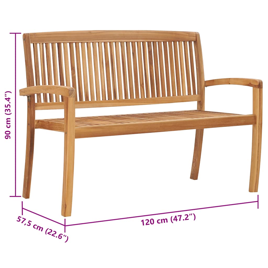 Tuinbank 2-zits stapelbaar 120 cm massief teakhout is nu te koop bij PeponiXL, paradijselijk wonen!