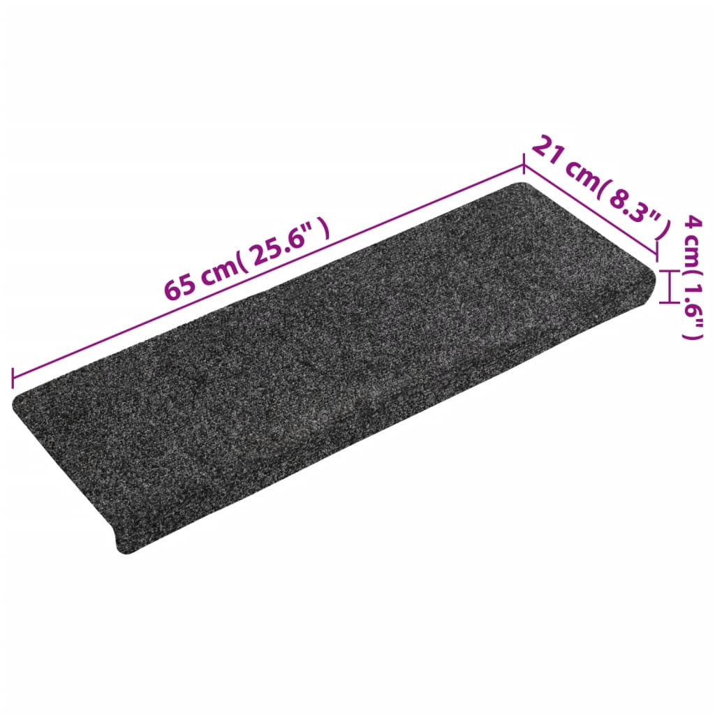 Trapmatten zelfklevend 15 stuks 65x21x4 cm donkergrijs rechthoekige rand is nu te koop bij PeponiXL, paradijselijk wonen!