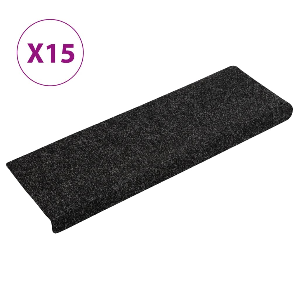 Trapmatten Zelfklevend 15 stuks 65x21x4 cm Zwart Rechthoekige Rand is nu te koop bij PeponiXL, paradijselijk wonen!