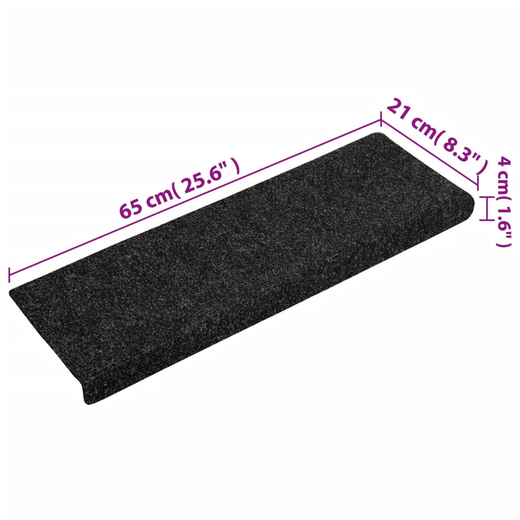 Trapmatten Zelfklevend 15 stuks 65x21x4 cm Zwart Rechthoekige Rand is nu te koop bij PeponiXL, paradijselijk wonen!
