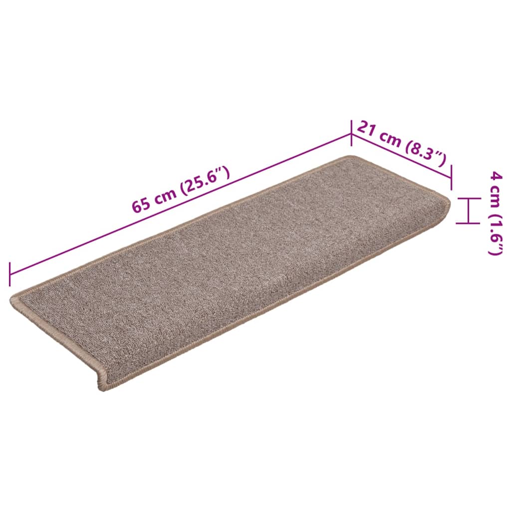Trapmatten 15 st 65x21x4 cm lichtbruin met rechthoekige rand is nu te koop bij PeponiXL, paradijselijk wonen!