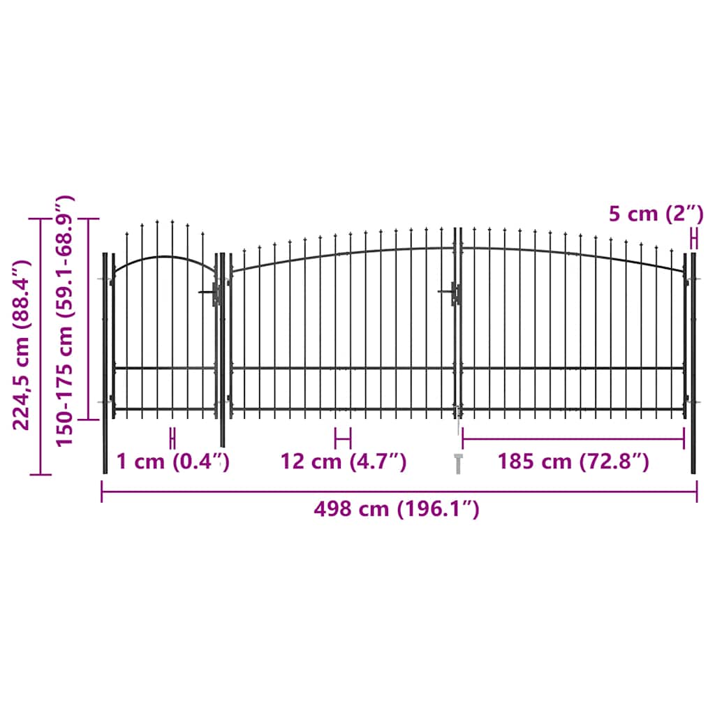 Tuinhekpoort Woerden met speerpunt 5x1,75 m zwart is nu te koop bij PeponiXL, paradijselijk wonen!