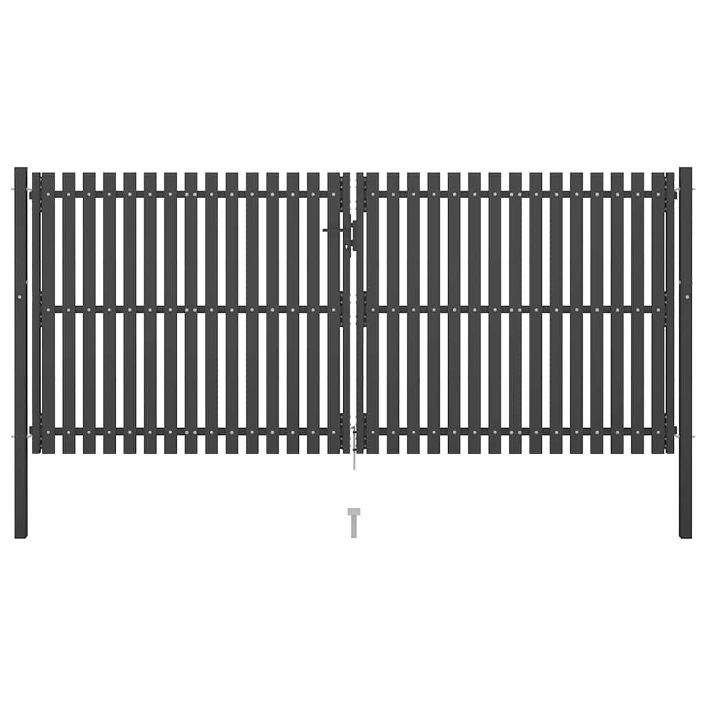 Tuinpoort staal 400x150 cm antraciet is nu te koop bij PeponiXL, paradijselijk wonen!