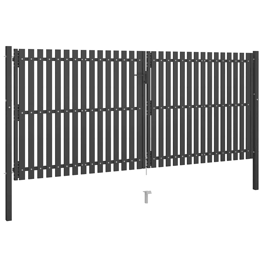 Tuinpoort staal 400x150 cm antraciet is nu te koop bij PeponiXL, paradijselijk wonen!