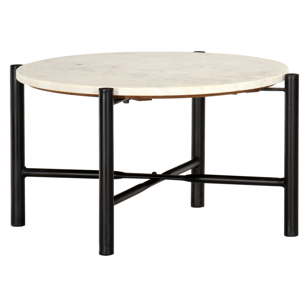 Salontafel 60x60x35 cm echt steen met marmeren textuur wit is nu te koop bij PeponiXL, paradijselijk wonen!