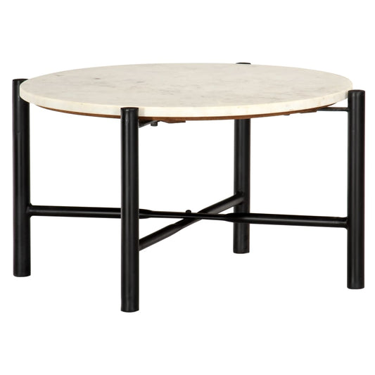 Salontafel 60x60x35 cm echt steen met marmeren textuur wit is nu te koop bij PeponiXL, paradijselijk wonen!