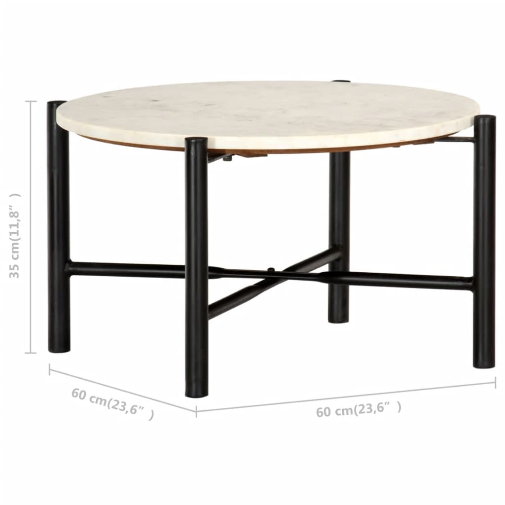 Salontafel 60x60x35 cm echt steen met marmeren textuur wit is nu te koop bij PeponiXL, paradijselijk wonen!