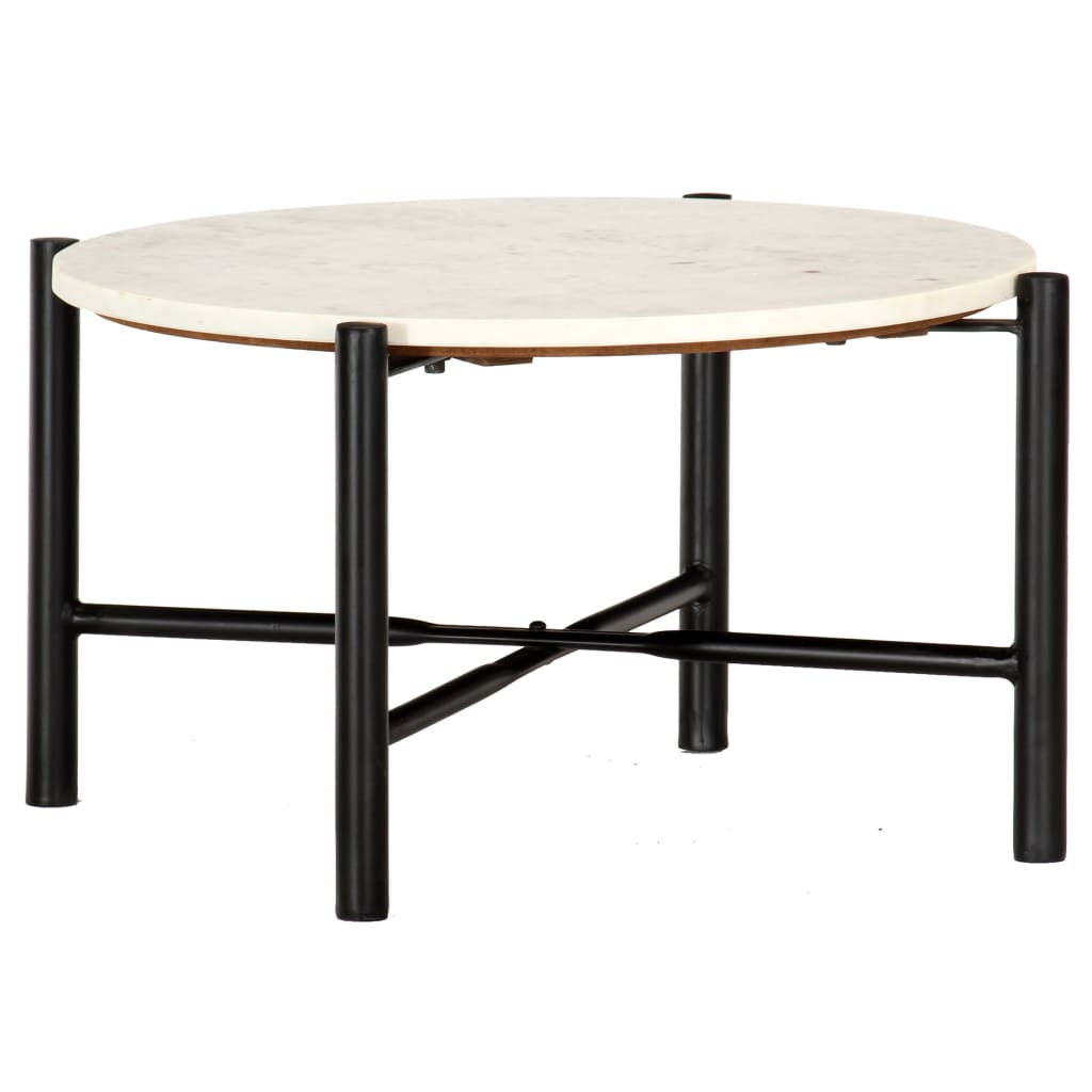 Salontafel 60x60x35 cm echt steen met marmeren textuur wit is nu te koop bij PeponiXL, paradijselijk wonen!