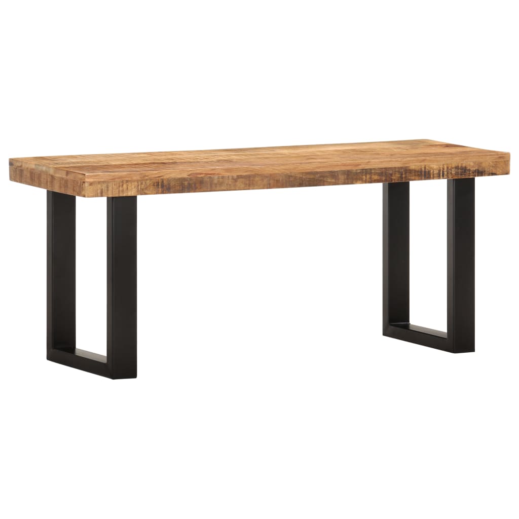 Bankje 110 cm massief ruw mangohout en staal is nu te koop bij PeponiXL, paradijselijk wonen!