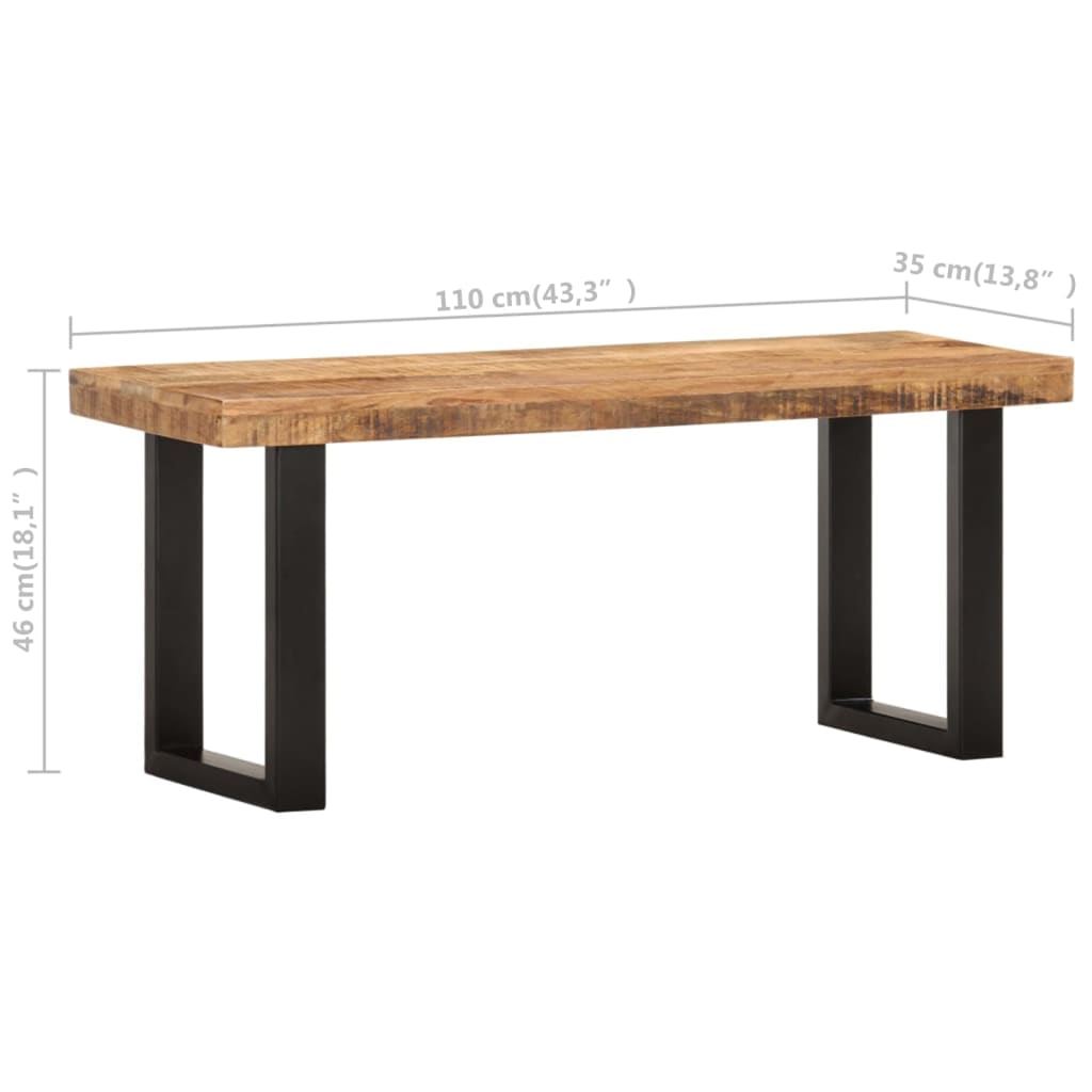 Bankje 110 cm massief ruw mangohout en staal is nu te koop bij PeponiXL, paradijselijk wonen!