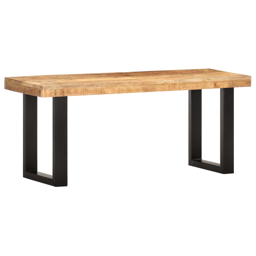 Bankje 110 cm massief ruw mangohout en staal is nu te koop bij PeponiXL, paradijselijk wonen!
