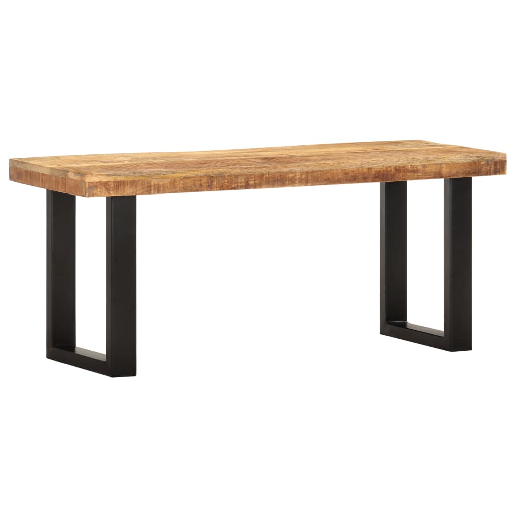Bankje 110 cm massief ruw mangohout en staal is nu te koop bij PeponiXL, paradijselijk wonen!