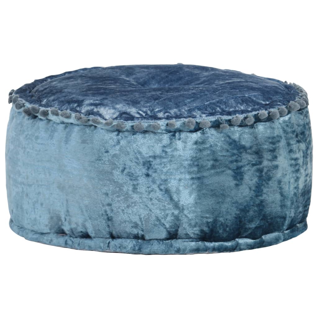 Poef rond 40x20 cm fluweel blauw is nu te koop bij PeponiXL, paradijselijk wonen!