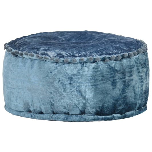 Poef rond 40x20 cm fluweel blauw is nu te koop bij PeponiXL, paradijselijk wonen!