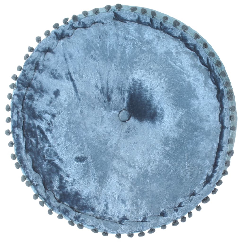 Poef rond 40x20 cm fluweel blauw is nu te koop bij PeponiXL, paradijselijk wonen!