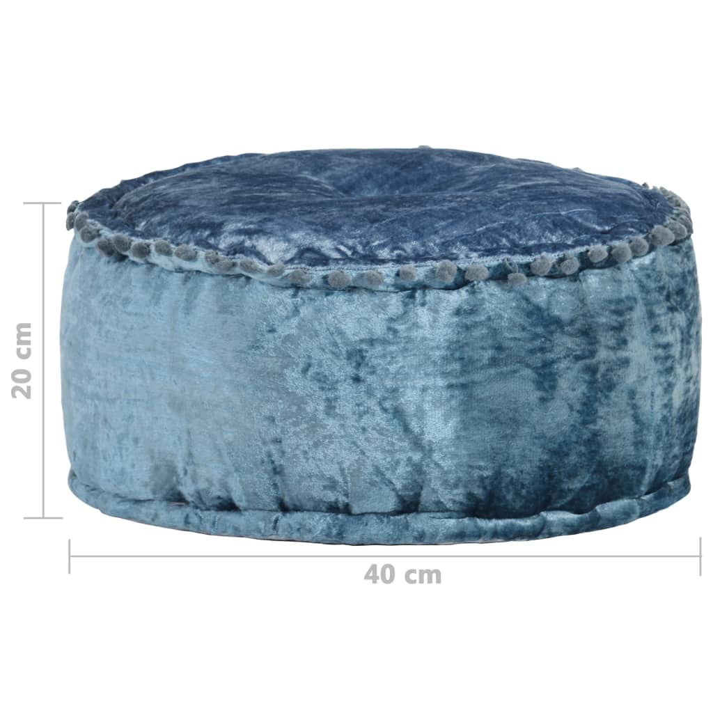 Poef rond 40x20 cm fluweel blauw is nu te koop bij PeponiXL, paradijselijk wonen!