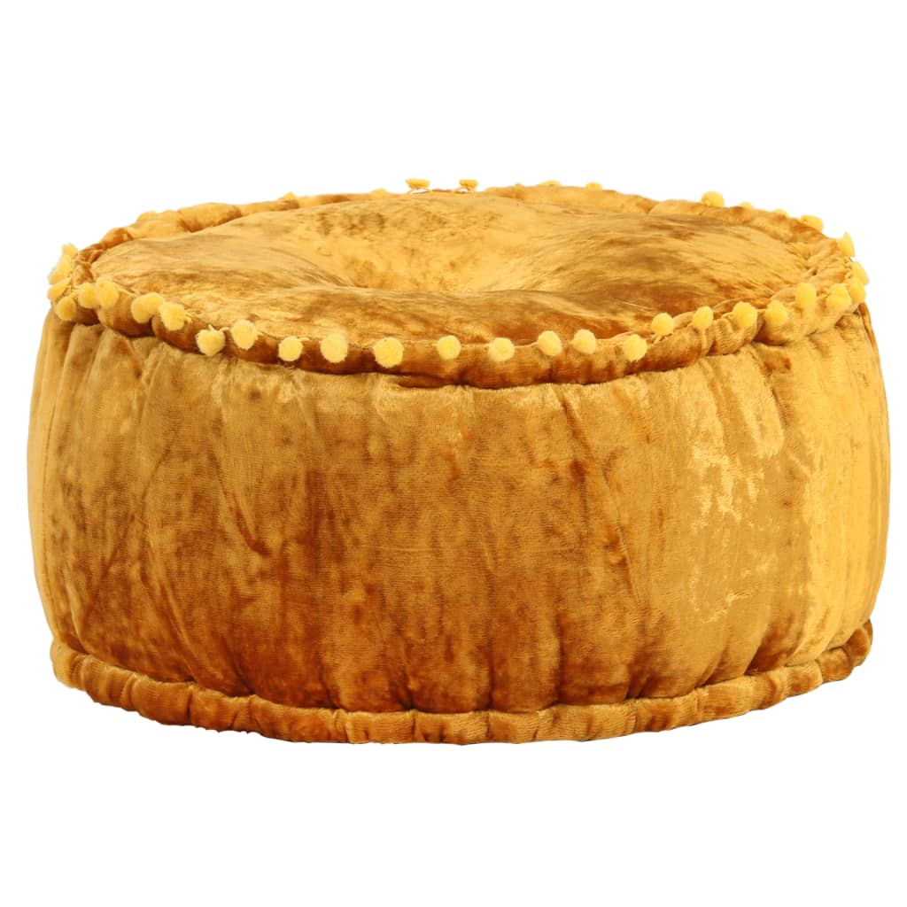Poef rond 40x20 cm fluweel mosterdkleurig is nu te koop bij PeponiXL, paradijselijk wonen!