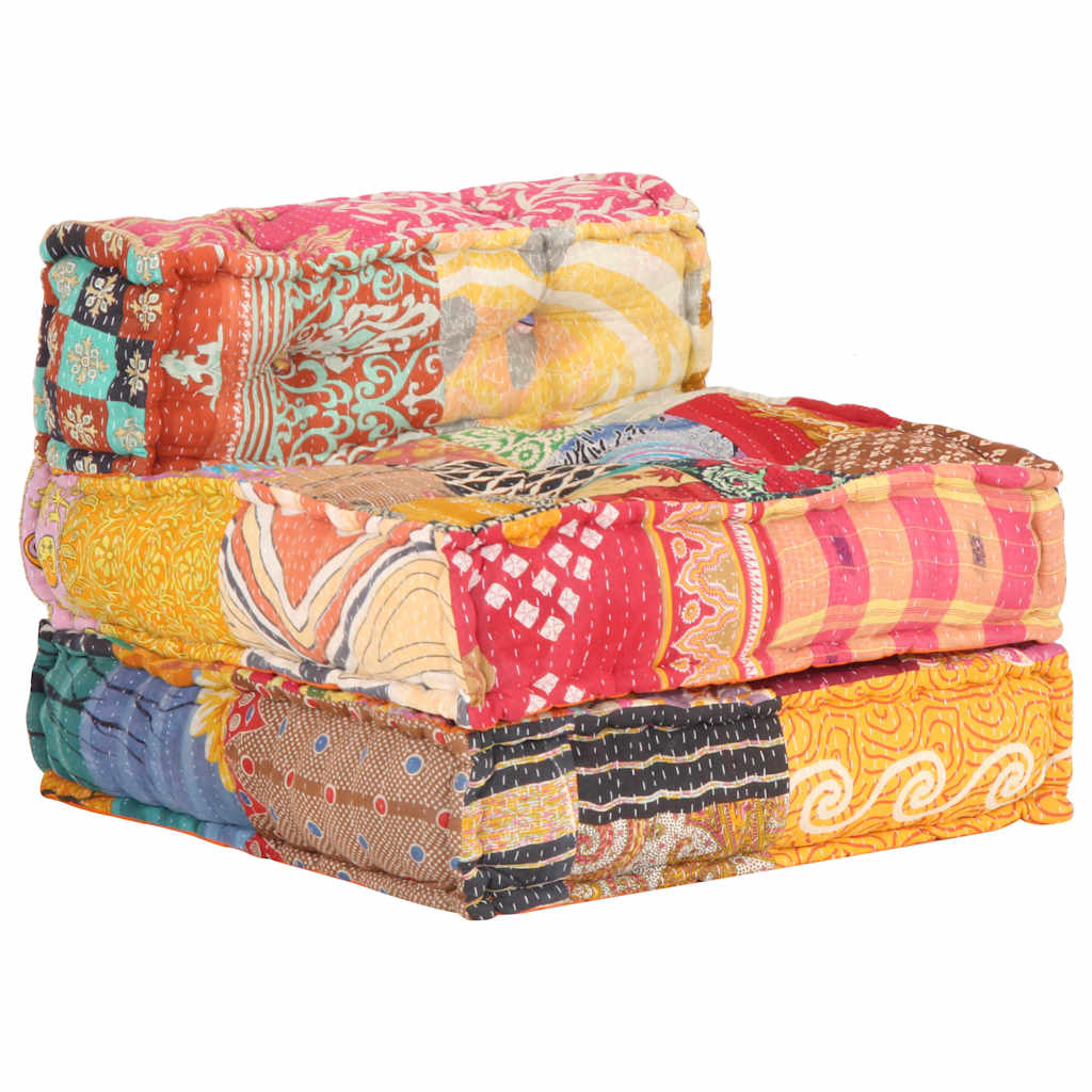 Poef modulair stof patchwork is nu te koop bij PeponiXL, paradijselijk wonen!