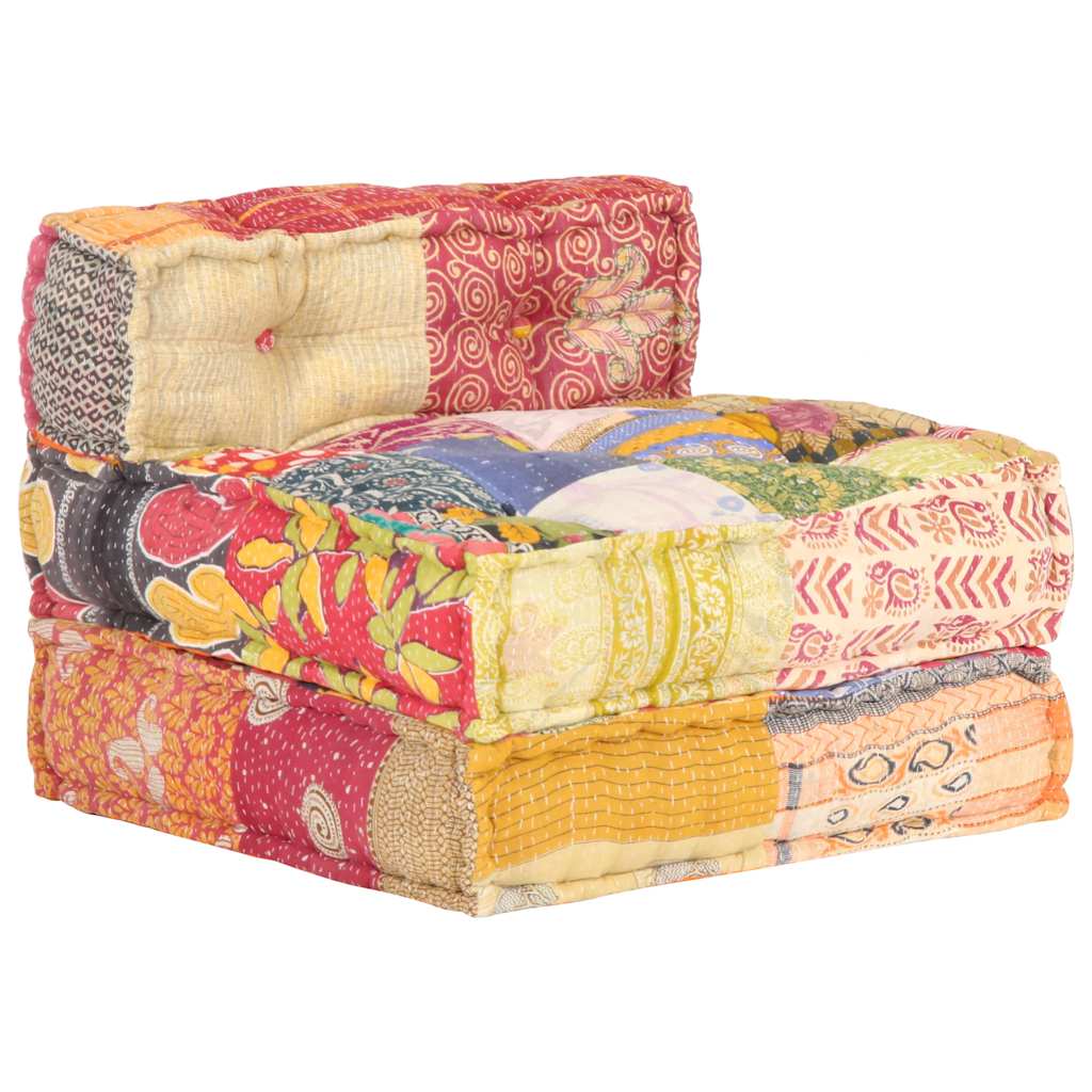 Poef modulair stof patchwork is nu te koop bij PeponiXL, paradijselijk wonen!