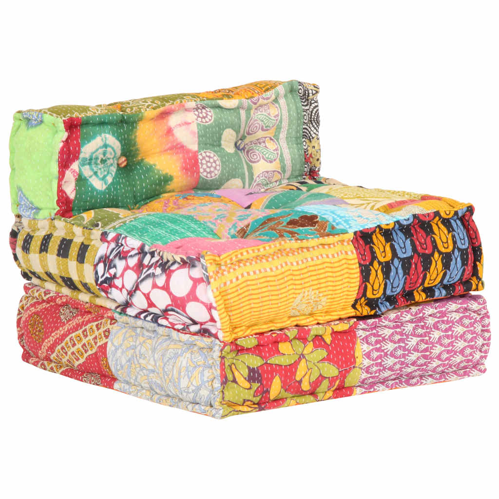 Poef modulair stof patchwork is nu te koop bij PeponiXL, paradijselijk wonen!