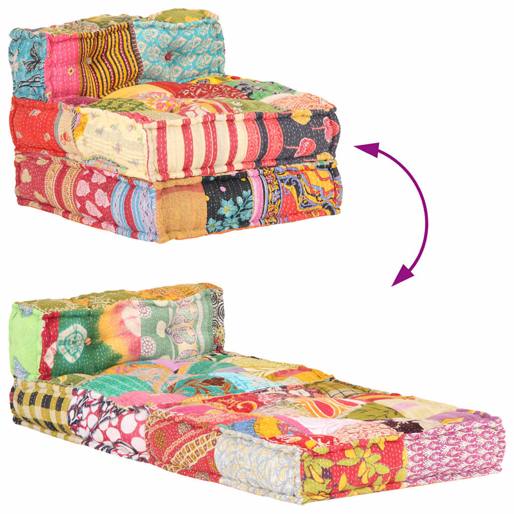 Poef modulair stof patchwork is nu te koop bij PeponiXL, paradijselijk wonen!