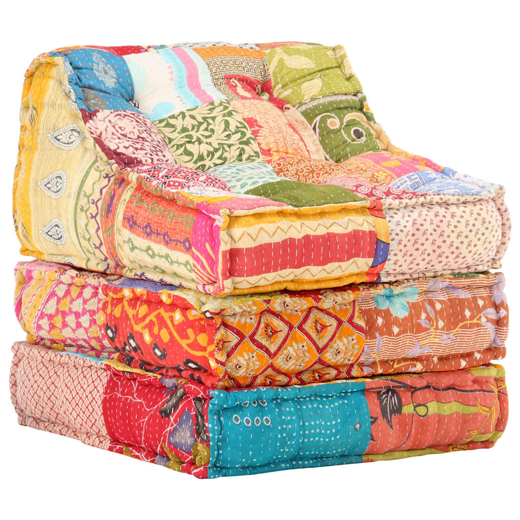 Poef modulair stof patchwork is nu te koop bij PeponiXL, paradijselijk wonen!