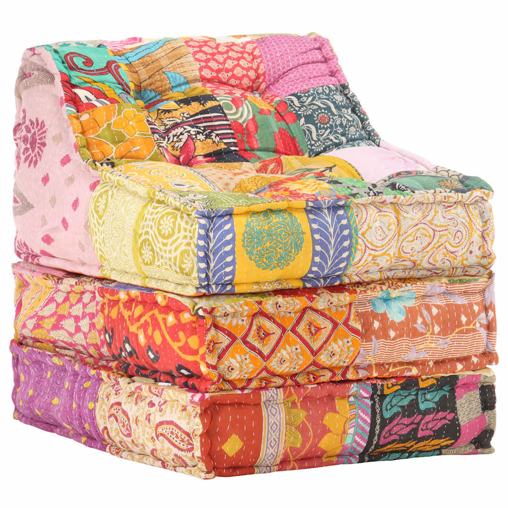 Poef modulair stof patchwork is nu te koop bij PeponiXL, paradijselijk wonen!