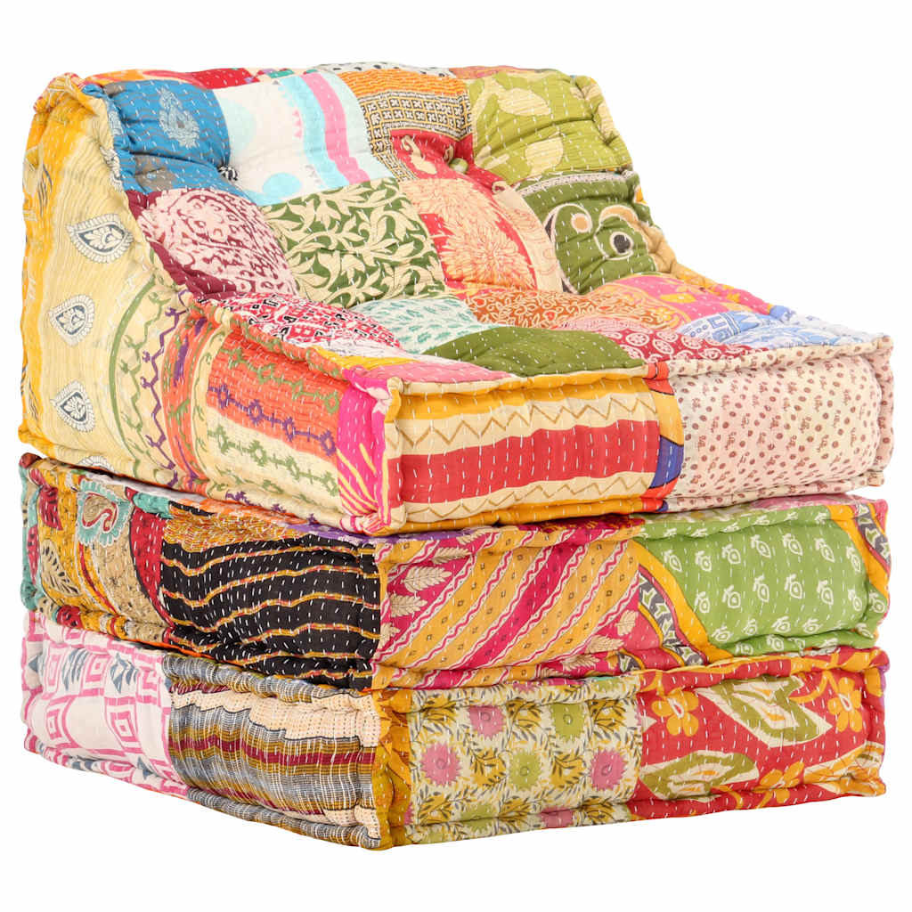 Poef modulair stof patchwork is nu te koop bij PeponiXL, paradijselijk wonen!