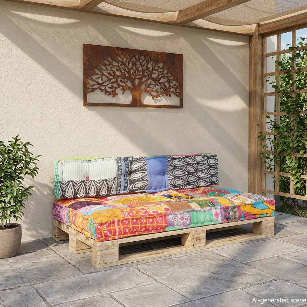 Bankkussen pallet stof patchwork meerkleurig is nu te koop bij PeponiXL, paradijselijk wonen!