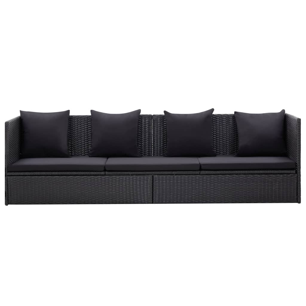 Tuinbed met kussens poly rattan zwart is nu te koop bij PeponiXL, paradijselijk wonen!