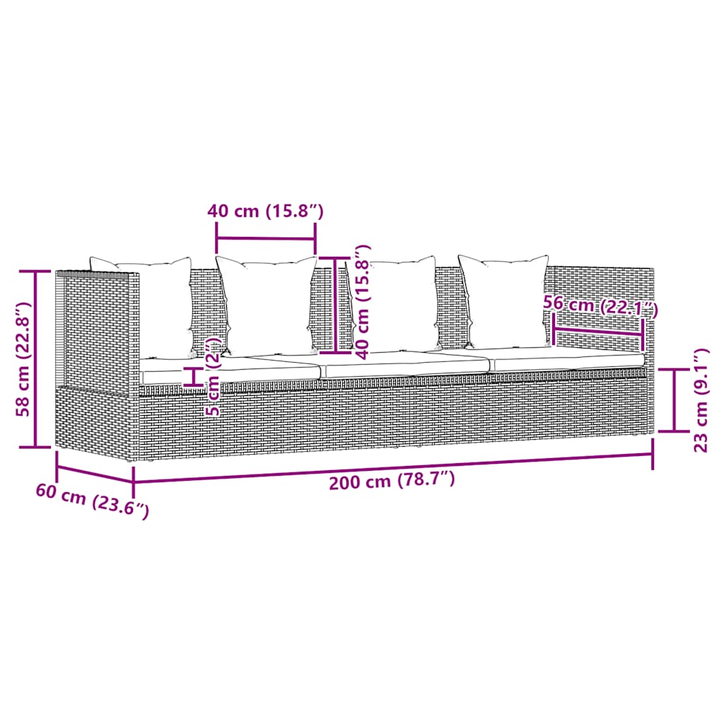 Tuinbed met kussens poly rattan zwart is nu te koop bij PeponiXL, paradijselijk wonen!