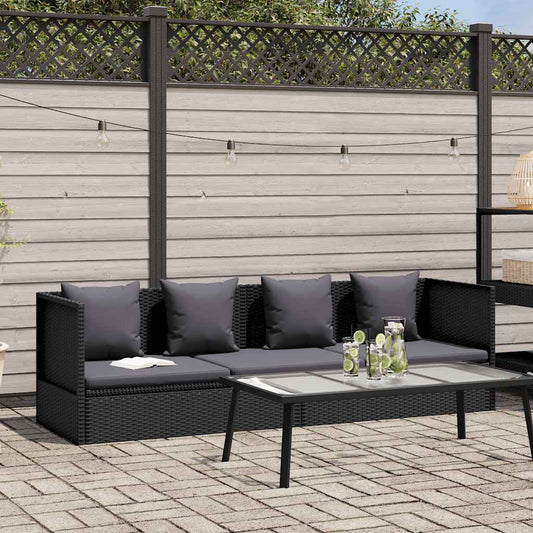 Tuinbed met kussens poly rattan zwart is nu te koop bij PeponiXL, paradijselijk wonen!