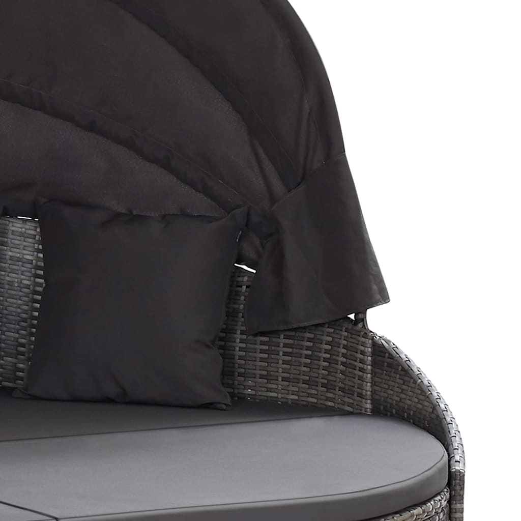 Loungebed met luifel poly rattan grijs is nu te koop bij PeponiXL, paradijselijk wonen!