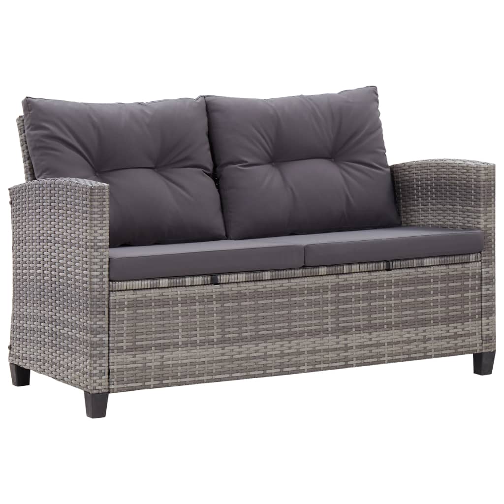Tuinbank 2-zits met kussens 124 cm poly rattan grijs is nu te koop bij PeponiXL, paradijselijk wonen!