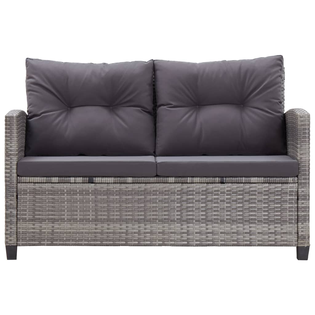 Tuinbank 2-zits met kussens 124 cm poly rattan grijs is nu te koop bij PeponiXL, paradijselijk wonen!