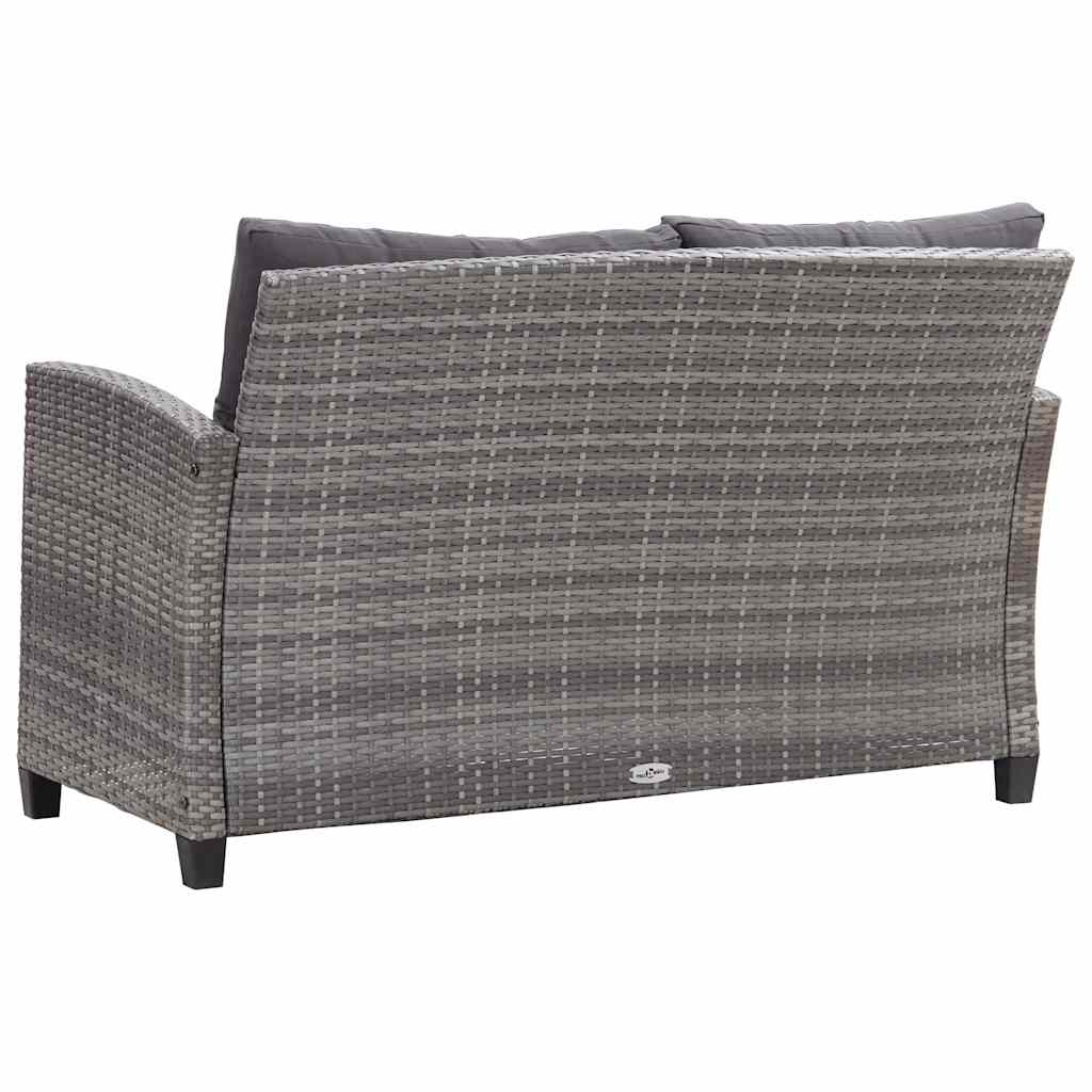 Tuinbank 2-zits met kussens 124 cm poly rattan grijs is nu te koop bij PeponiXL, paradijselijk wonen!