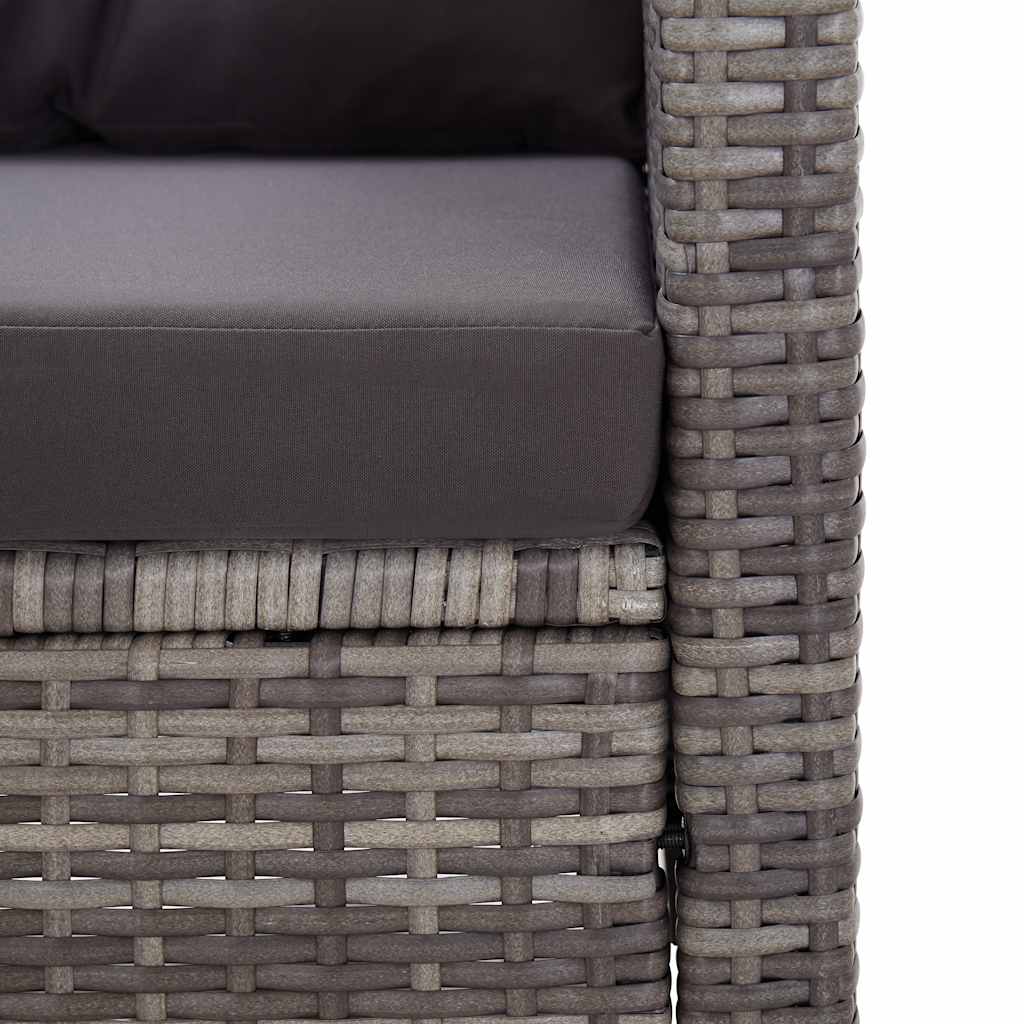 Tuinbank 2-zits met kussens 124 cm poly rattan grijs is nu te koop bij PeponiXL, paradijselijk wonen!
